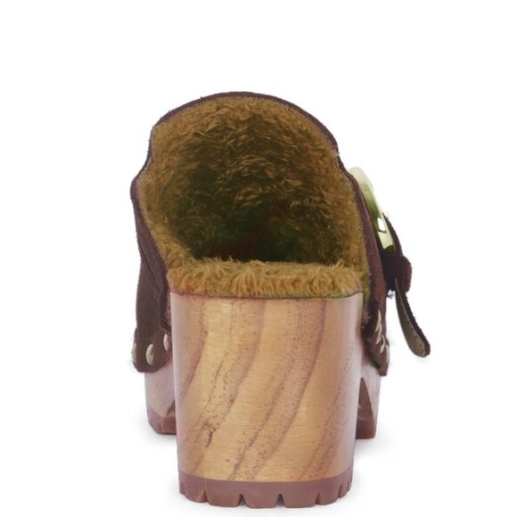 PRUNUS BUCKLED SUEDE ROUND TOE MULE CLOGS Brown Size 8 - Picture 7 of 7